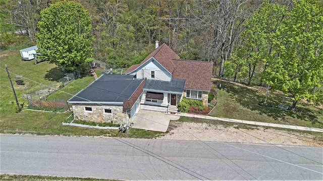 6073 Rocky Beach Ave, Charlevoix, MI 49720 - view from above of property with a heavily wooded area