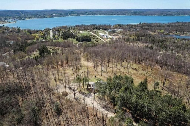 2149 Old Horton Bay Rd, Boyne City, MI 49712 - aerial view of property and surrounding area featuring a large body of water and a forest