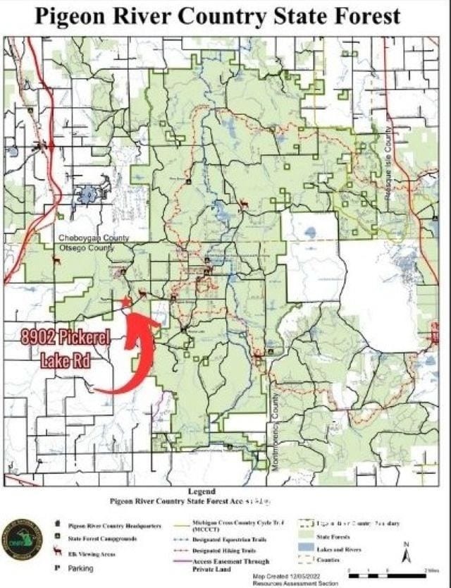 8902 Pickerel Lake Rd, Vanderbilt, MI 49795 - map / location of property area