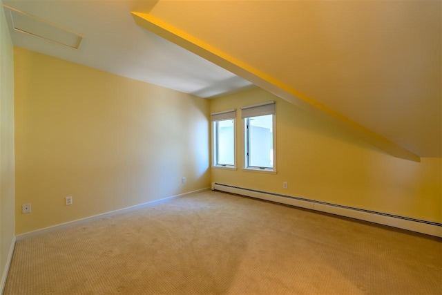 301 Michigan Ave Unit 13, Charlevoix, MI 49720 - additional living space featuring a baseboard heating unit, light colored carpet, and baseboards