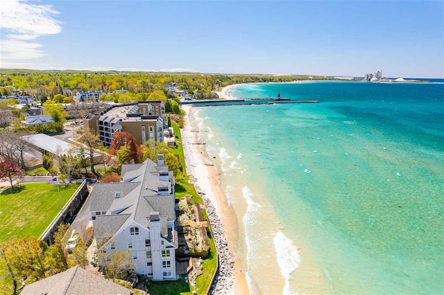 301 Michigan Ave Unit 13, Charlevoix, MI 49720 - aerial view of waterfront with a beach