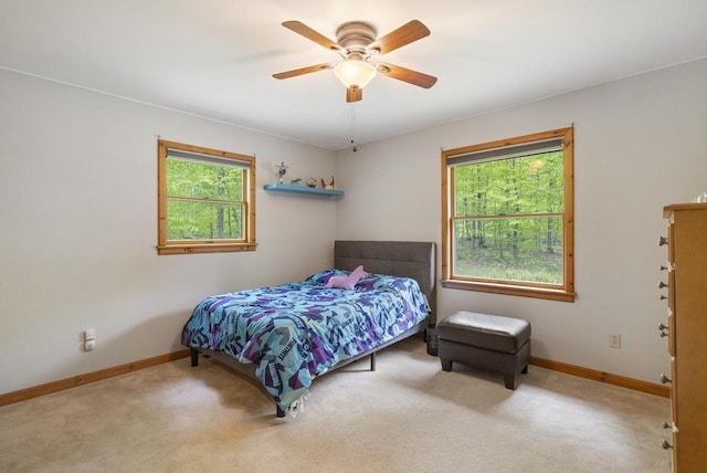 4545 Lintlong Rd, Petoskey, MI 49770 - bedroom featuring baseboards, carpet, and a ceiling fan