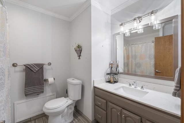4545 Lintlong Rd, Petoskey, MI 49770 - bathroom featuring vanity, toilet, and crown molding