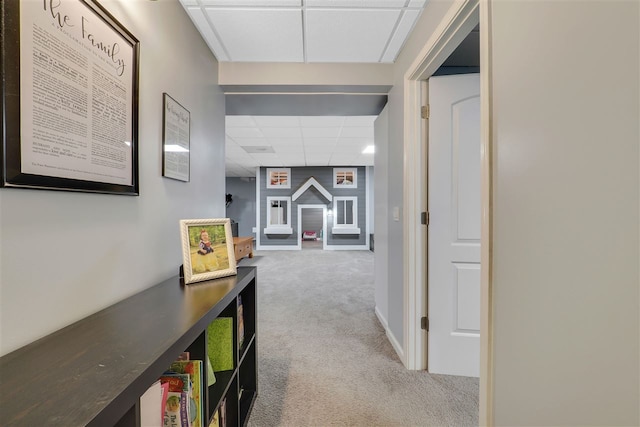 7101 Partridge Pl, Gaylord, MI 49735 - corridor with a drop ceiling, carpet, and baseboards