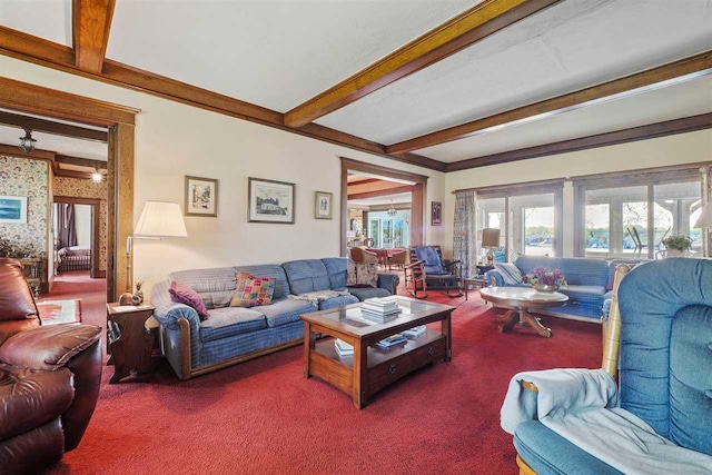 306 E Dixon Ave, Charlevoix, MI 49720 - living room with beam ceiling and carpet