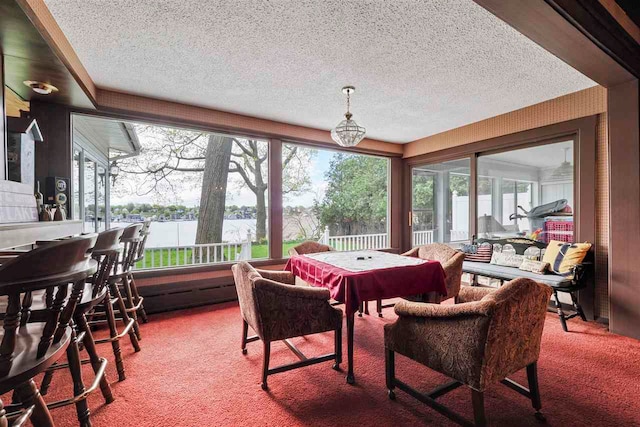 306 E Dixon Ave, Charlevoix, MI 49720 - sunroom / solarium featuring carpet, a textured ceiling, and plenty of natural light
