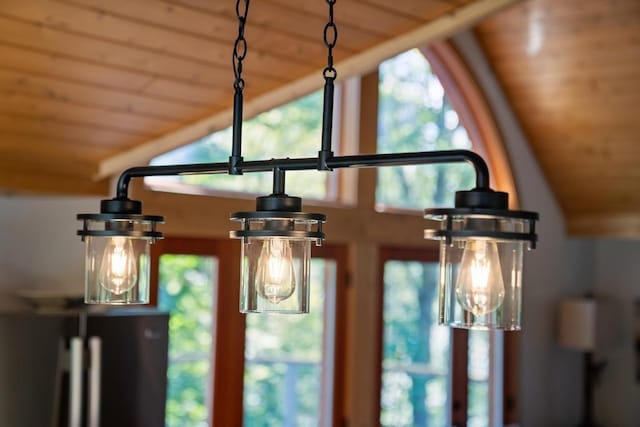 03675 Bc/Ej Rd, East Jordan, MI 49727 - detailed view of wood ceiling and fridge