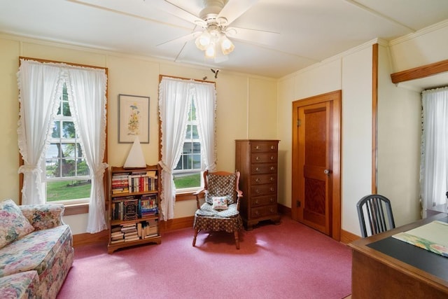 1788 N Shore Dr, Walloon Lake, MI 49796 - office space with plenty of natural light, a ceiling fan, and carpet floors