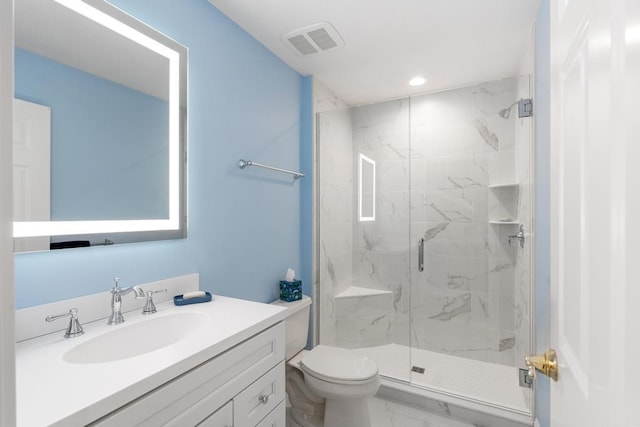 6707 Cottage Ct Unit 40, Bay Harbor, MI 49770 - full bath with a marble finish shower, vanity, toilet, marble look tiles, and recessed lighting