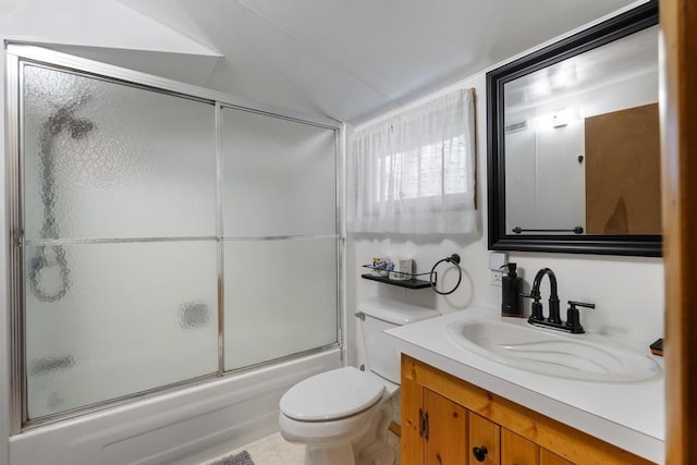 21677 Bluffs Hwy, Onaway, MI 49765 - bathroom with vanity, combined bath / shower with glass door, and toilet