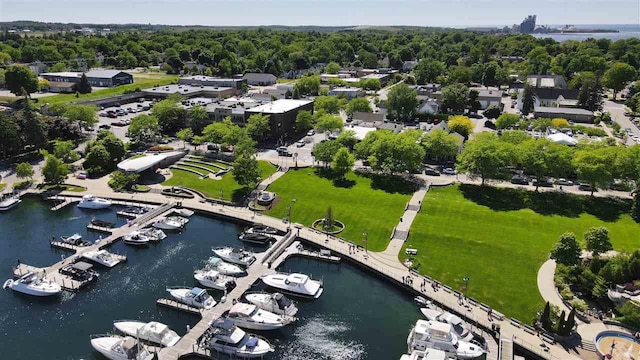 103 Riverwalk Ln Unit 103, Charlevoix, MI 49720 - aerial view of property and surrounding area featuring a nearby body of water