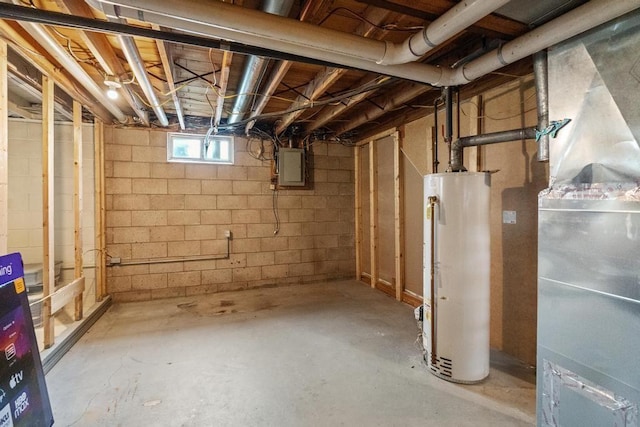 1105 Grant St, Charlevoix, MI 49720 - basement with water heater and electric panel