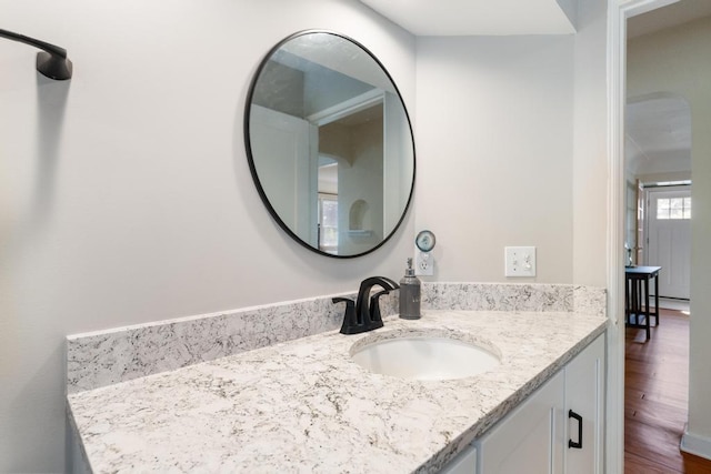 1029 Howard St, Petoskey, MI 49770 - bathroom featuring vanity and wood finished floors