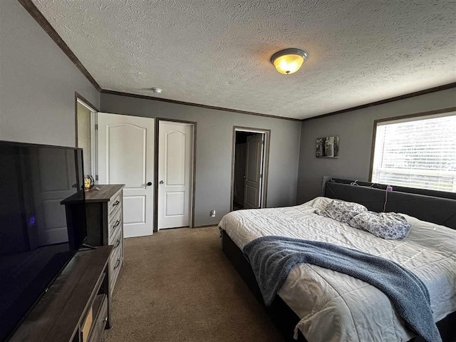 6685 M-66 N, Charlevoix, MI 49720 - bedroom featuring crown molding, dark carpet, and a textured ceiling
