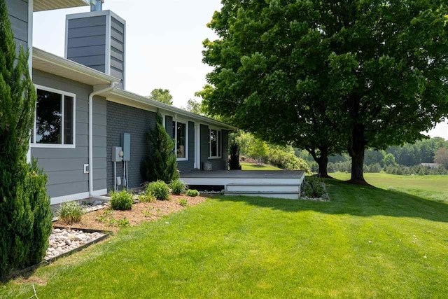 8512 Dutchman Bay Rd, East Jordan, MI 49727 - view of green lawn with a wooden deck