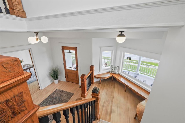 503 N Bridge St, Bellaire, MI 49615 - entrance foyer with wood finished floors, plenty of natural light, and baseboards