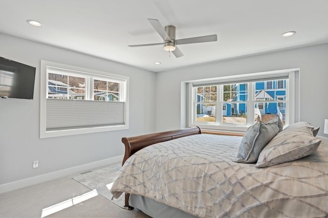 135 Beaubien Ave, Petoskey, MI 49770 - bedroom featuring recessed lighting, ceiling fan, and carpet flooring