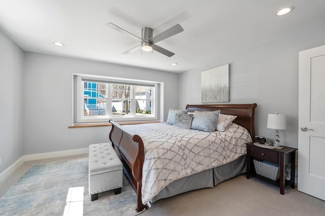135 Beaubien Ave, Petoskey, MI 49770 - bedroom featuring carpet flooring, recessed lighting, and ceiling fan
