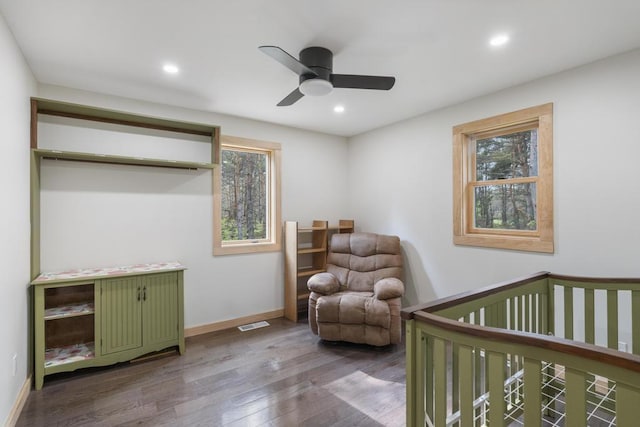 168 Townline Rd, Pellston, MI 49769 - bedroom featuring wood finished floors, recessed lighting, a nursery area, and a ceiling fan