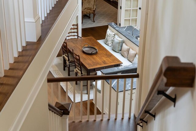 145 Traverse St, Harbor Springs, MI 49740 - stairway with wood finished floors