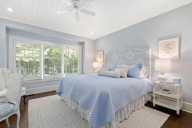145 Traverse St, Harbor Springs, MI 49740 - bedroom featuring wood finished floors, recessed lighting, ceiling fan, and ornamental molding