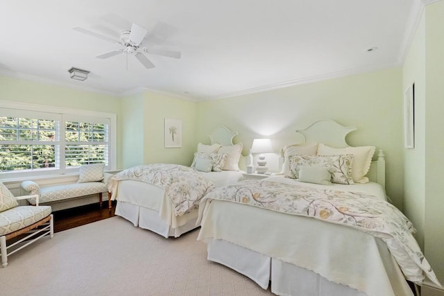 145 Traverse St, Harbor Springs, MI 49740 - bedroom with ornamental molding and a ceiling fan