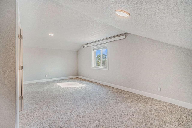 705 Maple Crk, Petoskey, MI 49770 - bonus room featuring a textured ceiling, vaulted ceiling, carpet, and a textured wall