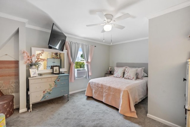 1116 N Lake St, Boyne City, MI 49712 - bedroom featuring carpet floors, crown molding, ceiling fan, and cooling unit
