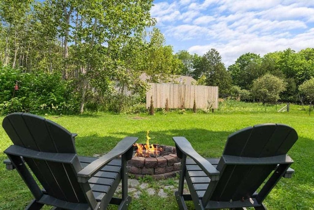 1116 N Lake St, Boyne City, MI 49712 - view of green lawn with a fire pit