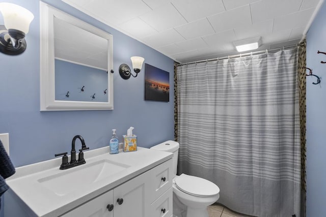 424 Carleton, Petoskey, MI 49770 - bathroom featuring vanity, curtained shower, and tile patterned flooring