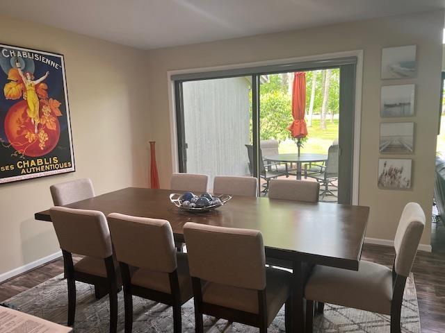 700 Fairways Dr Unit 14, Harbor Springs, MI 49740 - dining room with baseboards and dark wood-style flooring