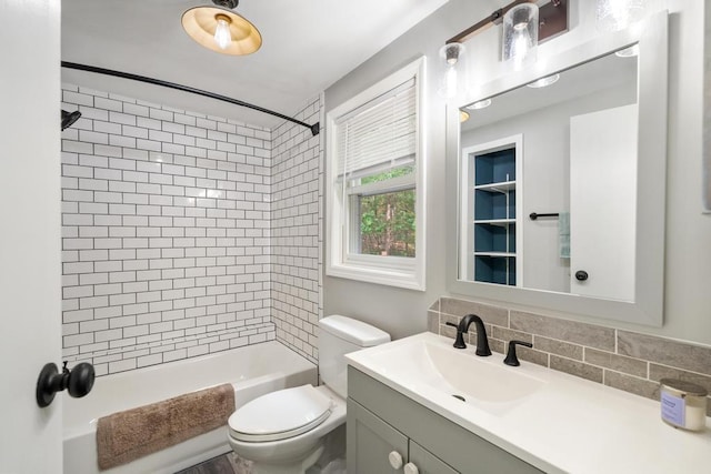 3049 Chippewa Beach Rd, Indian River, MI 49749 - full bath with vanity, bathtub / shower combination, and backsplash