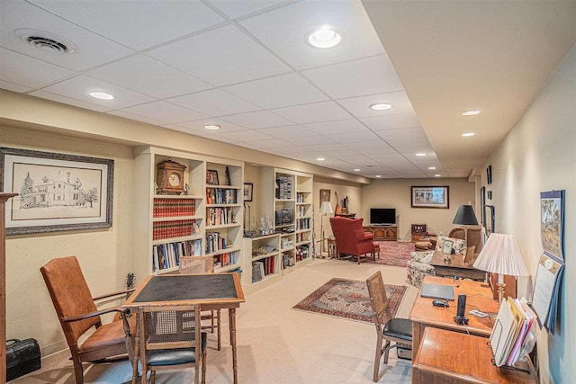 7879 Bay Meadow Dr, Harbor Springs, MI 49740 - carpeted office space featuring recessed lighting and built in shelves
