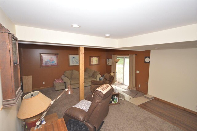 1340 Zink Rd, Boyne City, MI 49712 - carpeted living area with recessed lighting and baseboards