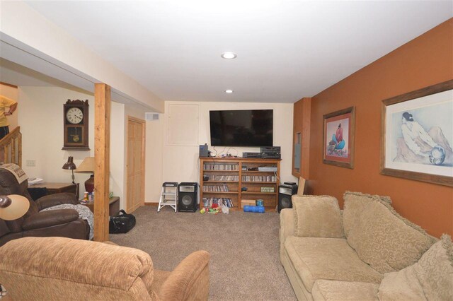 1340 Zink Rd, Boyne City, MI 49712 - carpeted living area featuring recessed lighting