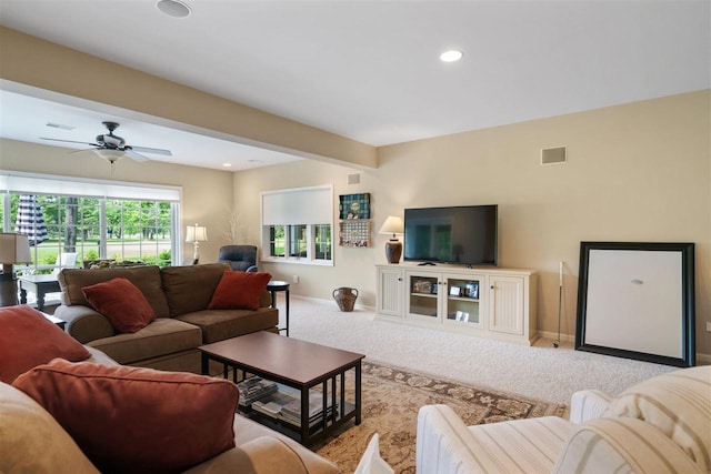 690 Woodhill Unit 6, Harbor Springs, MI 49740 - carpeted living area featuring recessed lighting and ceiling fan