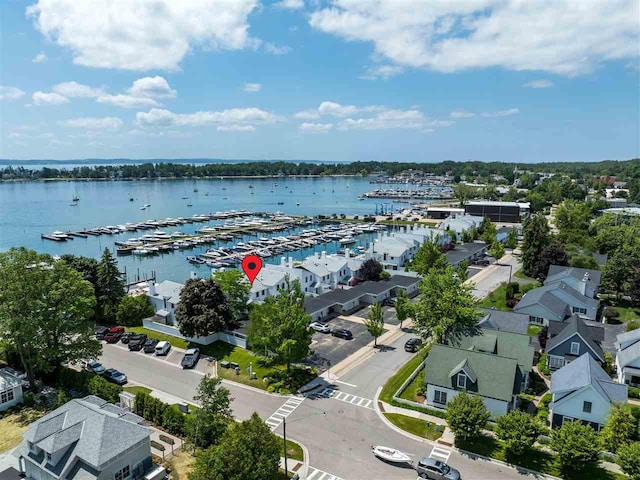 528 E Bay St Unit 30, Harbor Springs, MI 49740 - drone / aerial view of a large body of water and a marina