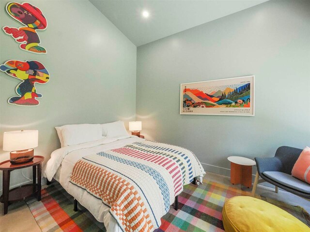 5277 Tyrol Ln, Harbor Springs, MI 49740 - bedroom with lofted ceiling and recessed lighting