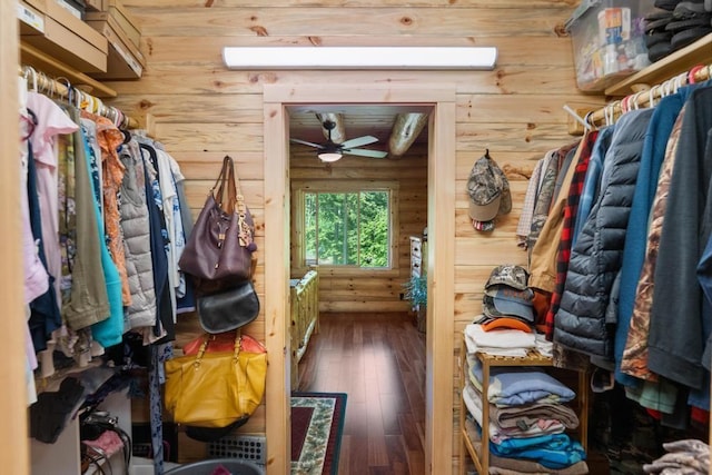 899 S State Rd, Harbor Springs, MI 49740 - walk in closet with wood-type flooring and a ceiling fan