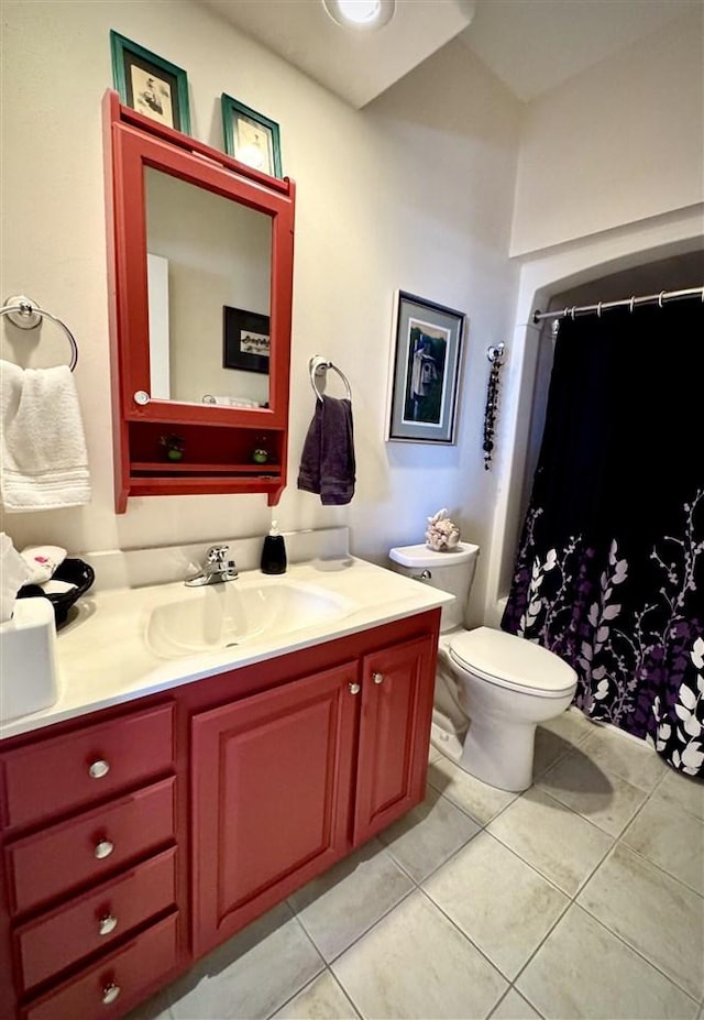7570 Bay Meadow Dr, Harbor Springs, MI 49740 - bathroom featuring vanity, tile patterned flooring, and a shower with shower curtain