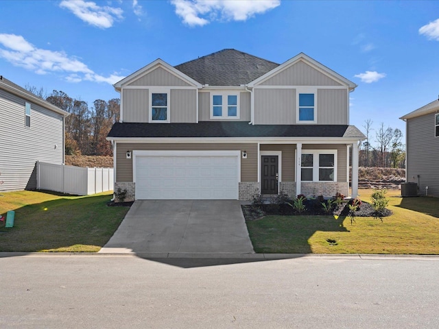 119 Martel Dr, Spartanburg, SC 29301 - craftsman house with concrete driveway, an attached garage, and stone siding