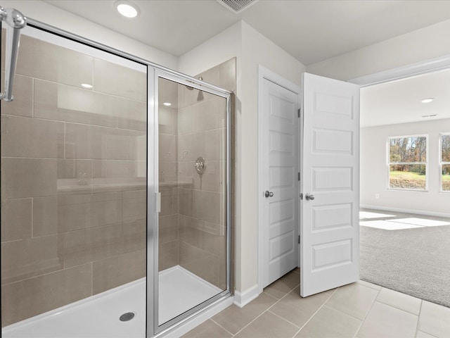 119 Martel Dr, Spartanburg, SC 29301 - full bathroom featuring a shower stall, tile patterned flooring, and recessed lighting