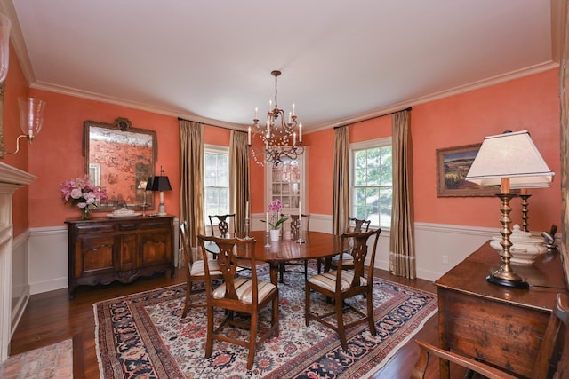 835 Jackson Grove Rd, Columbus, NC 28722 - dining space with wood finished floors, a chandelier, and ornamental molding