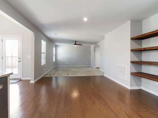 510 Bucklebury Rd, Greer, SC 29651 - spare room featuring a ceiling fan, wood finished floors, and recessed lighting