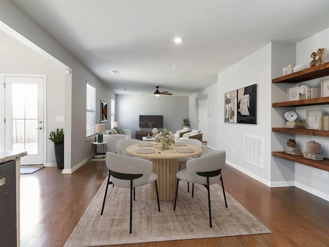 510 Bucklebury Rd, Greer, SC 29651 - dining area featuring dark wood-type flooring and a ceiling fan