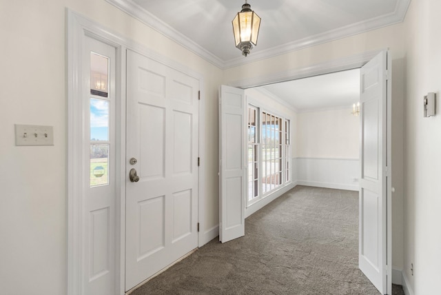 802 Hickory Hollow Rd, Inman, SC 29349 - carpeted foyer featuring ornamental molding and baseboards