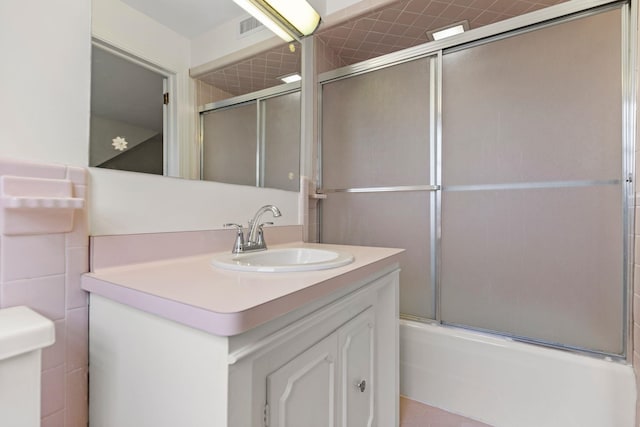 802 Hickory Hollow Rd, Inman, SC 29349 - bathroom featuring vanity and shower / bath combination with glass door