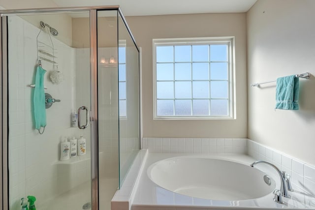 145 Rushing Waters Dr, Inman, SC 29349 - bathroom featuring a garden tub, plenty of natural light, and a shower stall