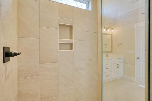 155 Chestnut Dr, Woodruff, SC 29388 - bathroom with vanity and a tile shower