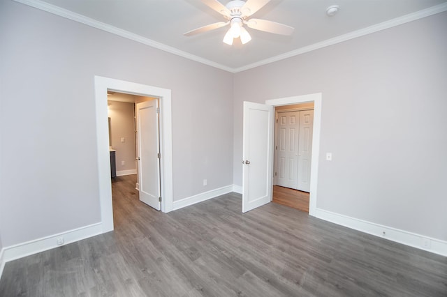 708 E Main St, Union, SC 29379 - unfurnished bedroom featuring crown molding, wood finished floors, and a ceiling fan